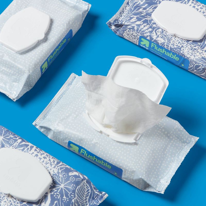 slide 2 of 4, Flushable Cleansing Wipes - Fresh Scent - 4pk/60ct - up&up™, 4 ct, 60 ct