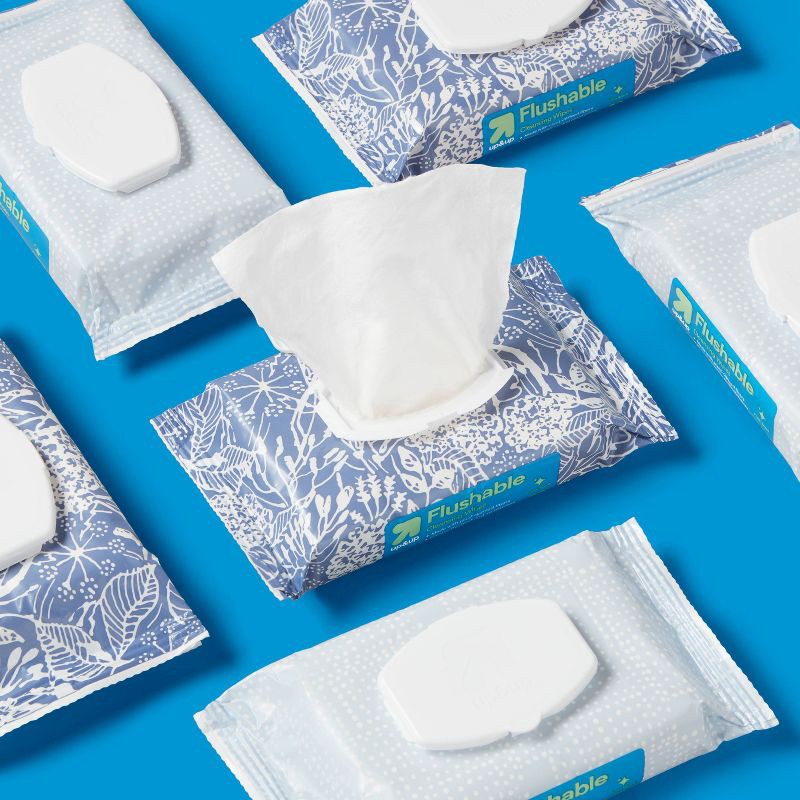 slide 2 of 3, Flushable Cleansing Wipes - Fresh Scent - 8pk/60ct - up&up™, 8 ct, 60 ct
