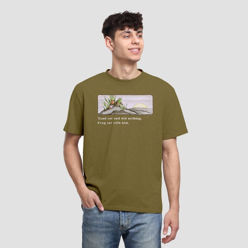 slide 4 of 5, Men's Frog and Toad Short Sleeve Graphic T-Shirt - Moss Green L: Cotton Polyester Blend, Crew Neck, Logo Design, 1 ct