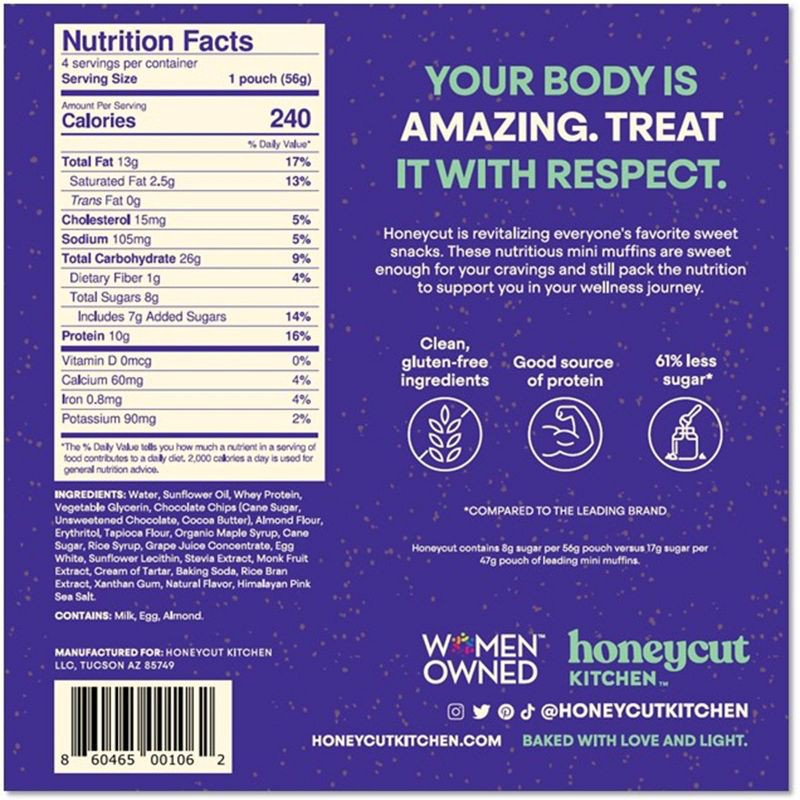 slide 2 of 5, Honeycut Kitchen Honeycut Gluten Free Chocolate Chip Mini Muffins - 8oz/4ct, 4 ct; 8 oz