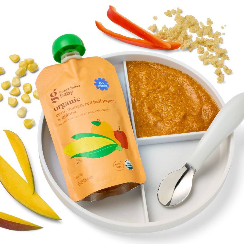 slide 3 of 4, Corn Mango Red Bell Pepper Quinoa Food Tub Baby Snack - 4oz - Good & Gather™, 4 oz