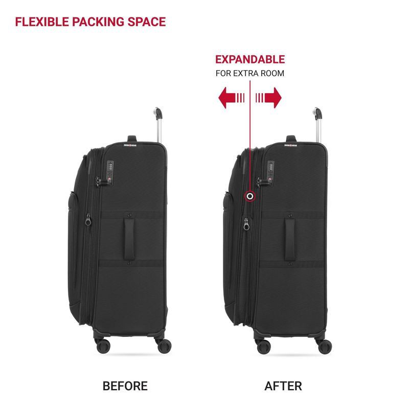 slide 6 of 14, SWISSGEAR Zurich Softside Large Checked Suitcase - Black: Tear-Resistant, Expandable, 1 ct