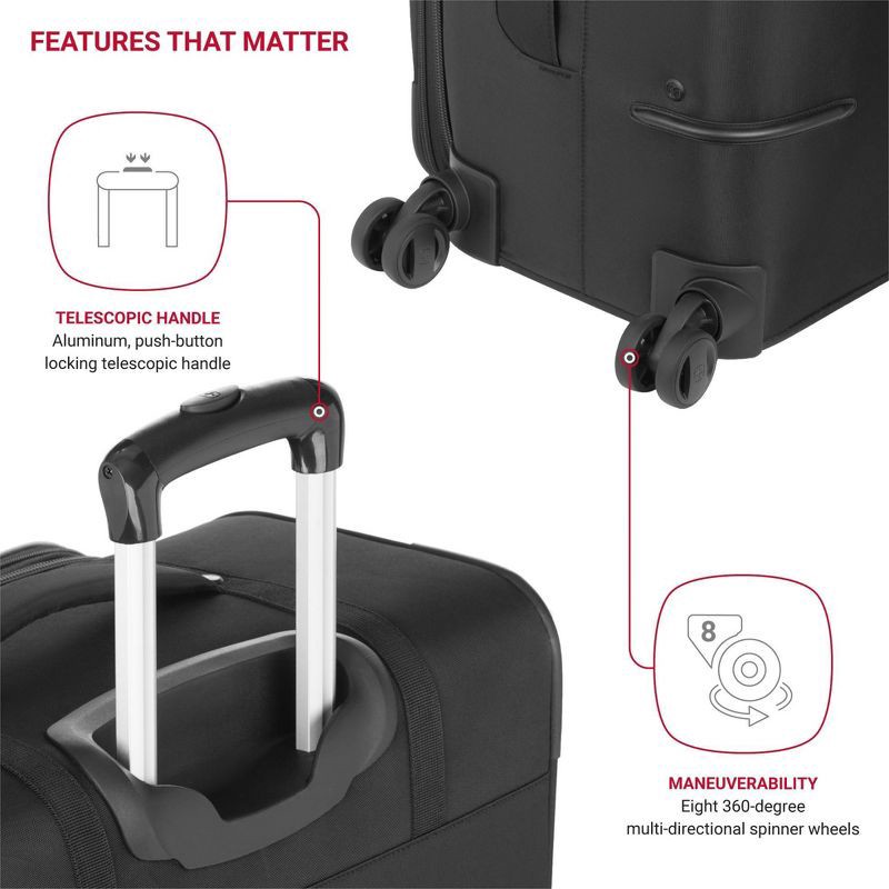slide 7 of 14, SWISSGEAR Zurich Softside Large Checked Suitcase - Black: Tear-Resistant, Expandable, 1 ct