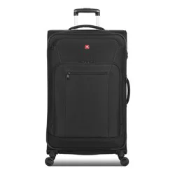 SWISSGEAR Zurich Softside Large Checked Suitcase - Black: Tear-Resistant, Expandable