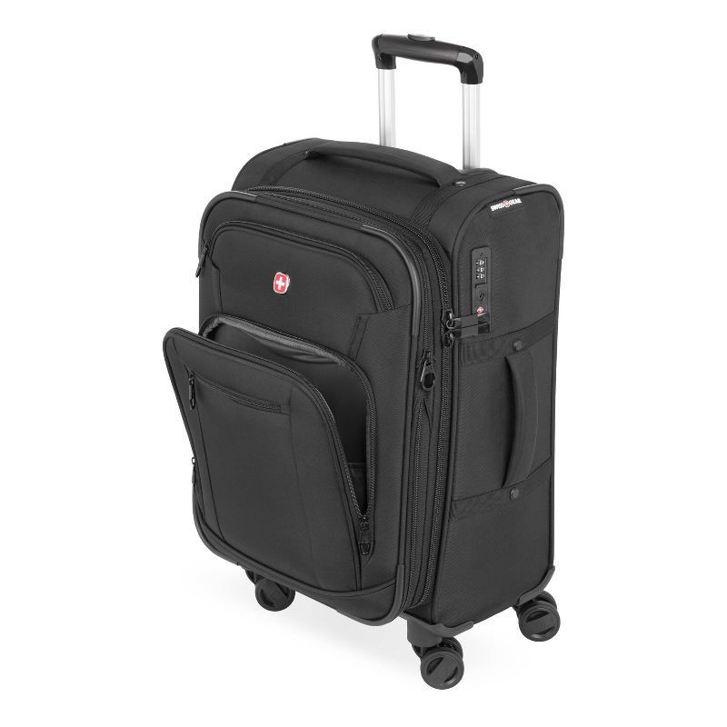 slide 13 of 14, SWISSGEAR Zurich Softside Carry On Suitcase - Black: Telescoping Handle, 8 Wheels, 1 ct
