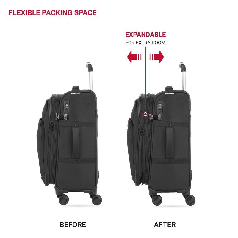 slide 5 of 14, SWISSGEAR Zurich Softside Carry On Suitcase - Black: Telescoping Handle, 8 Wheels, 1 ct