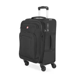 SWISSGEAR Zurich Softside Carry On Suitcase - Black: Telescoping Handle, 8 Wheels