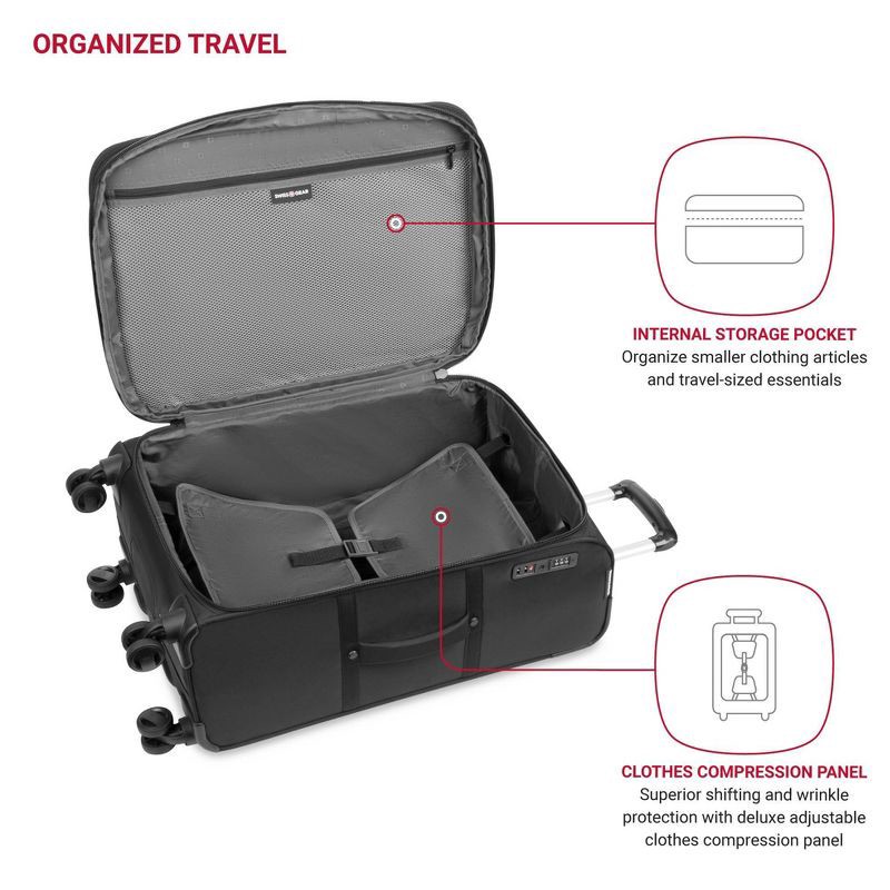 slide 4 of 14, SWISSGEAR Zurich Softside Medium Checked Suitcase - Black, 1 ct