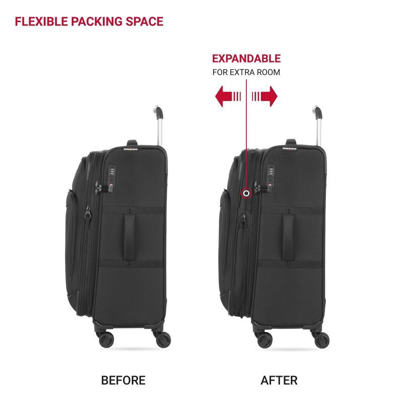 slide 5 of 14, SWISSGEAR Zurich Softside Medium Checked Suitcase - Black, 1 ct