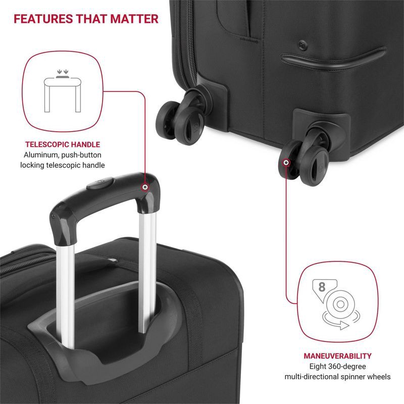 slide 6 of 14, SWISSGEAR Zurich Softside Medium Checked Suitcase - Black, 1 ct