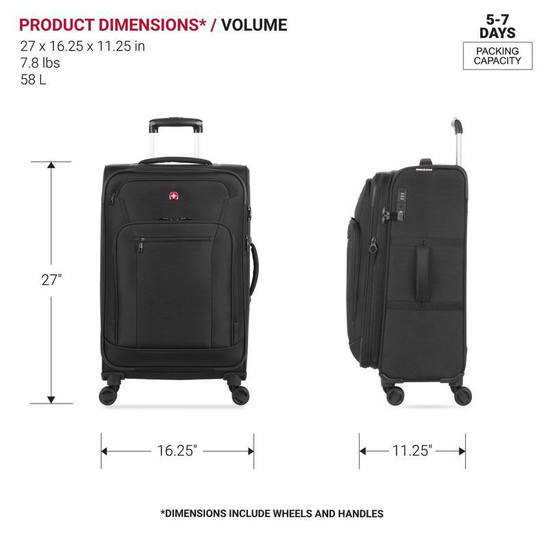 slide 7 of 14, SWISSGEAR Zurich Softside Medium Checked Suitcase - Black, 1 ct