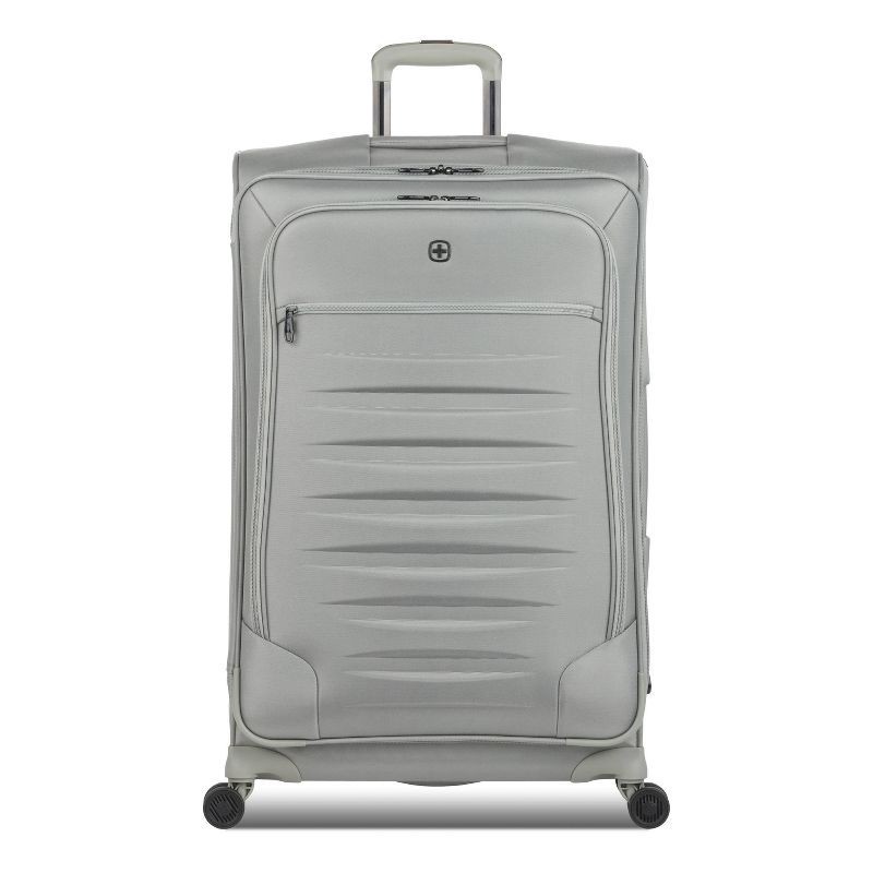 slide 3 of 12, SWISSGEAR Checklite Softside Large Checked Suitcase - Gray: Tear-Resistant, 8 Wheels, 1 ct