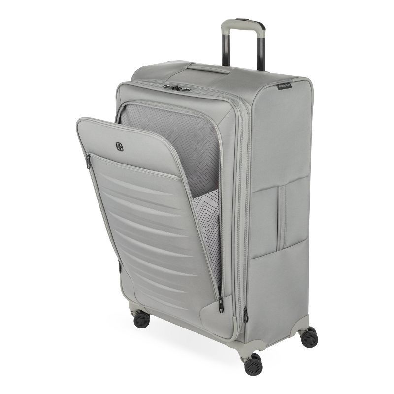 slide 11 of 12, SWISSGEAR Checklite Softside Large Checked Suitcase - Gray: Tear-Resistant, 8 Wheels, 1 ct
