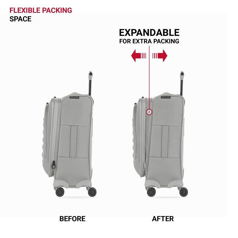slide 5 of 12, SWISSGEAR Checklite Softside Carry On Suitcase - Gray: 8 Wheels, Expandable, Tear-Resistant, 1 ct