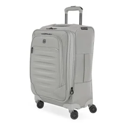 SWISSGEAR Checklite Softside Carry On Suitcase - Gray: 8 Wheels, Expandable, Tear-Resistant