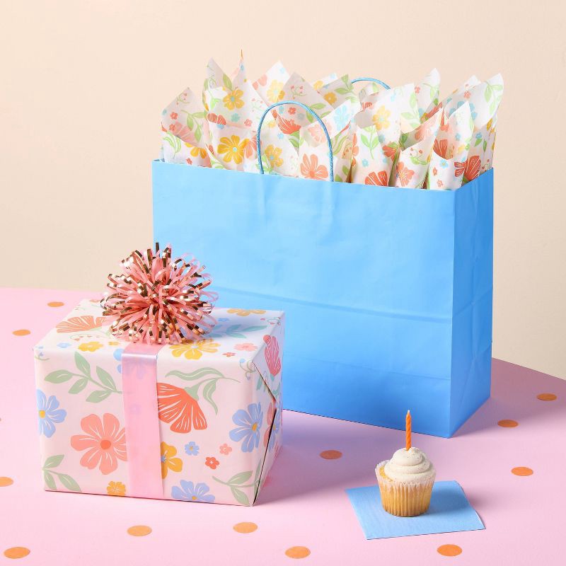 slide 2 of 3, 8ct Floral Tissue Paper Colorful - Spritz™, 8 ct