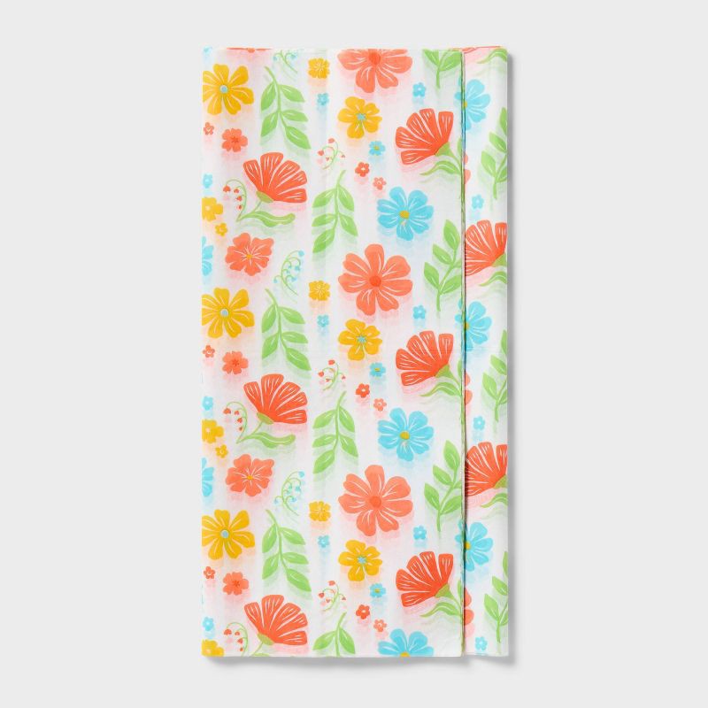 slide 1 of 3, 8ct Floral Tissue Paper Colorful - Spritz™, 8 ct