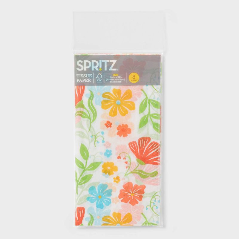 slide 3 of 3, 8ct Pegged Tissue Printed Floral - Spritz™, 8 ct