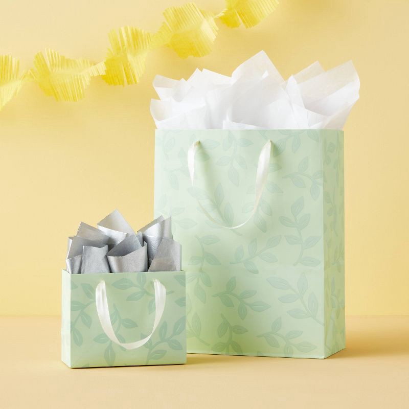 slide 2 of 3, Large Leaf Gift Bag Green - Spritz™, 1 ct