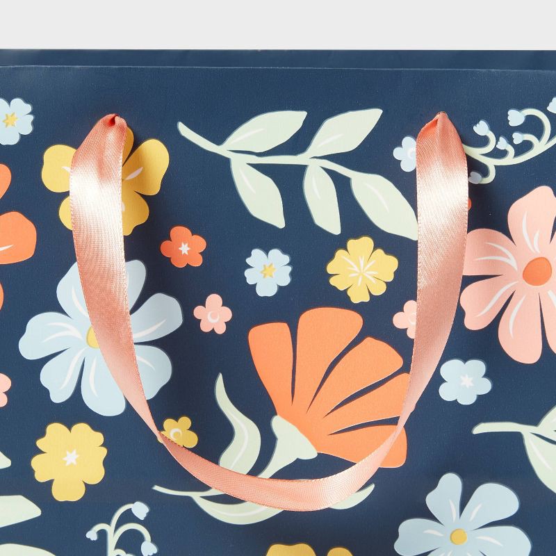 slide 3 of 3, Large Floral Gift Bag Blue - Spritz™, 1 ct