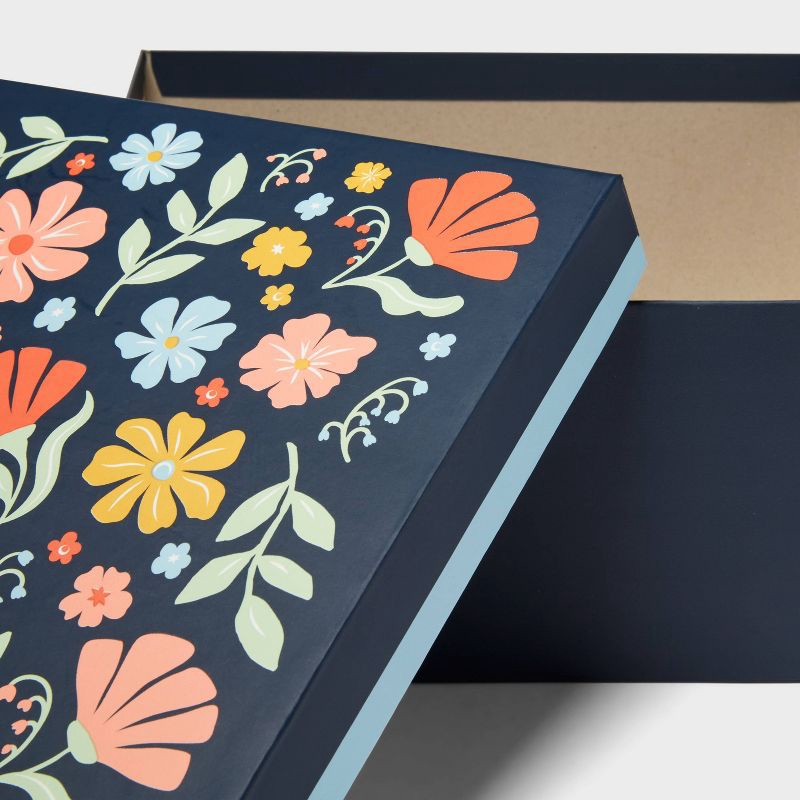slide 3 of 3, Square Gift Box Floral on Navy - Spritz™, 1 ct