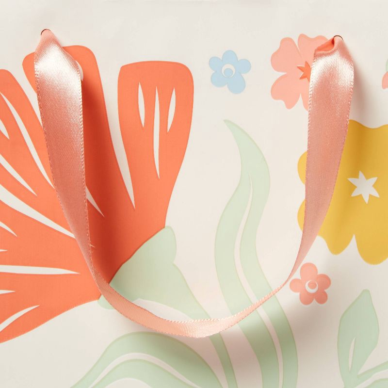 slide 3 of 3, Large Floral Gift Bag Cream - Spritz™, 1 ct