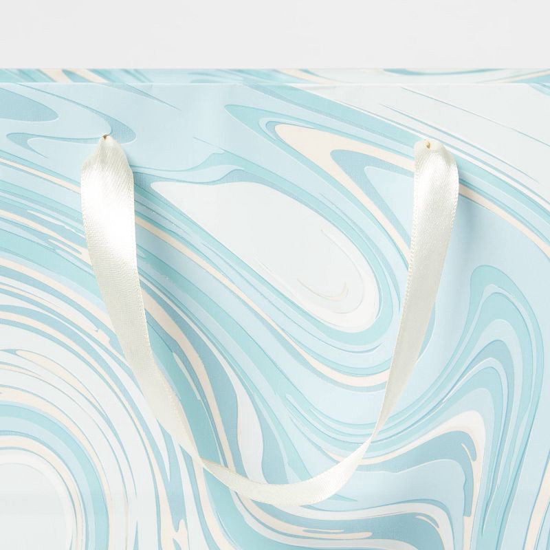 slide 3 of 3, Large Marble Pattern Gift Bag Blue/White - Spritz™, 1 ct