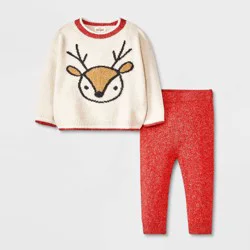 Baby Reindeer Sweater Set - Cat & Jack™ Cream Newborn