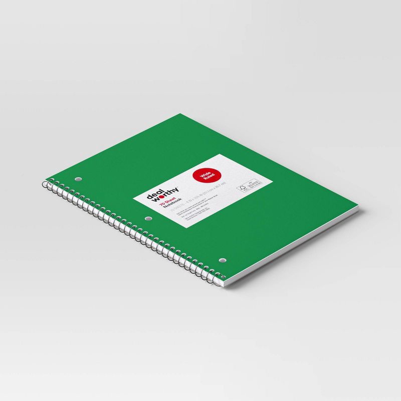 slide 3 of 3, Subject Spiral Notebook Wide Ruled Green - Dealworthy™, 1 ct