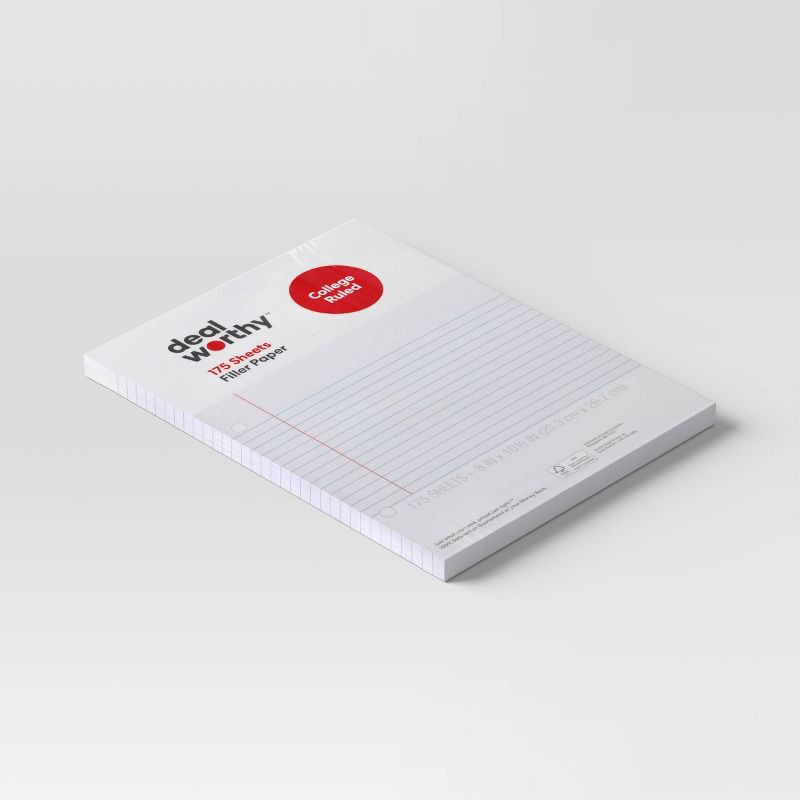 slide 3 of 3, 175ct College Ruled Loose Leaf Notebook Filler Paper - Dealworthy™, 175 ct