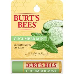 Burt's Bees 100% Natural Origin Moisturizing Lip Balm, Cucumber Mint with Beeswax, 1 Tube