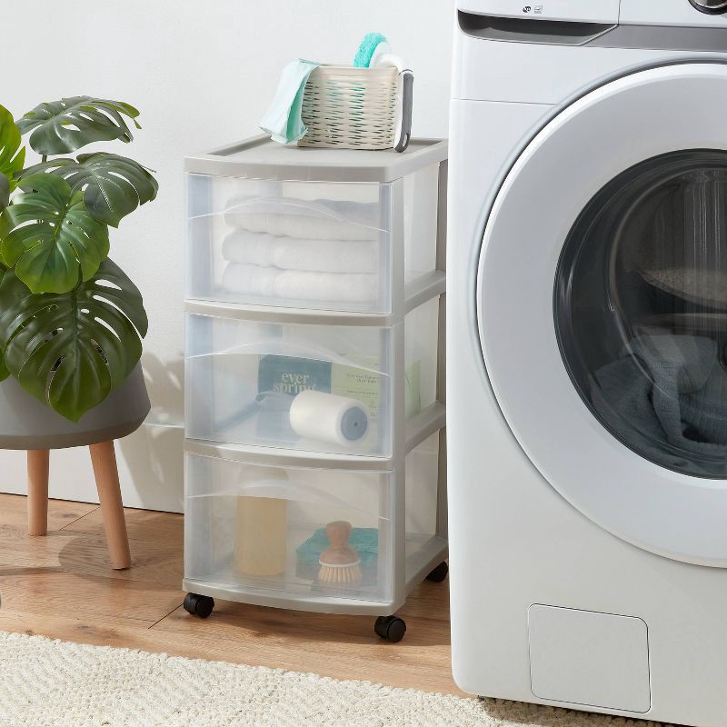 slide 2 of 3, 3 Drawer Medium Cart Spaceship Gray - Brightroom™, 1 ct