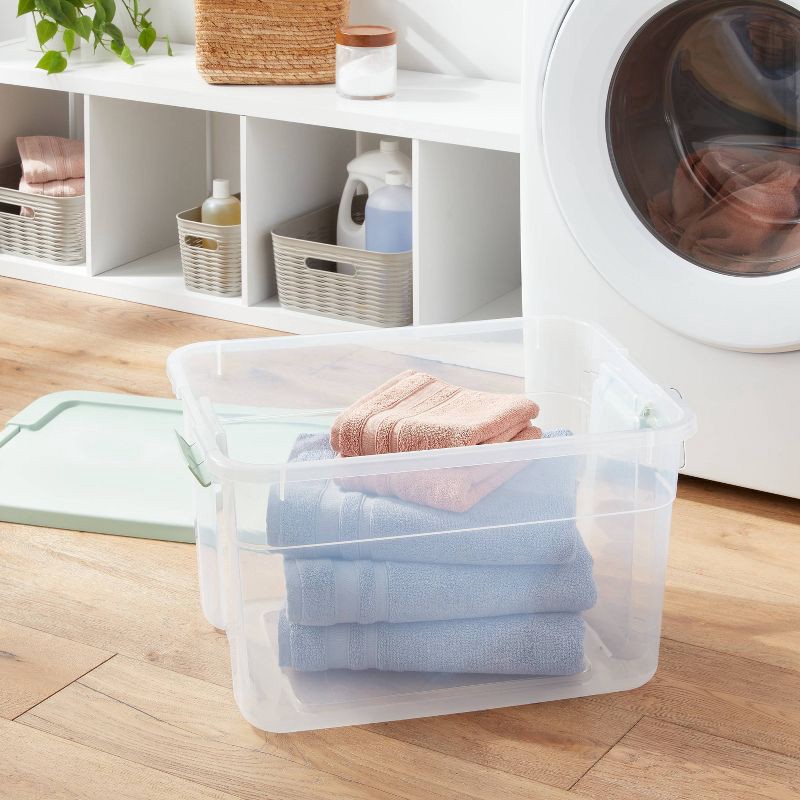 slide 2 of 3, 66qt Clear Latching Storage Box Daydream Green - Brightroom™, 66 qt