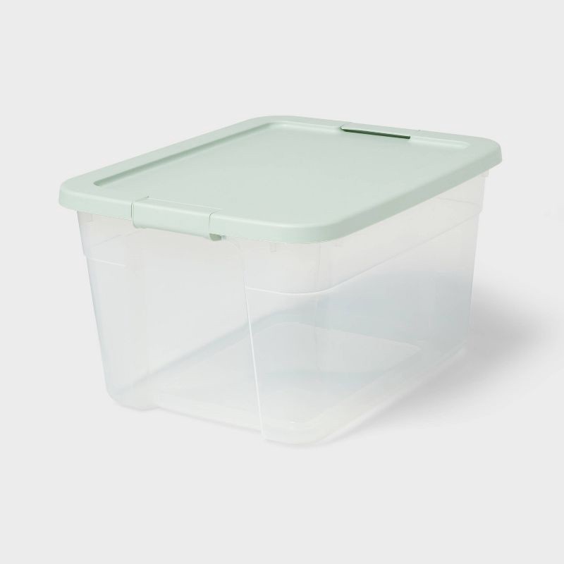 slide 1 of 3, 66qt Clear Latching Storage Box Daydream Green - Brightroom™, 66 qt