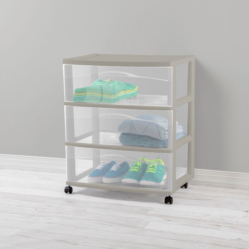 slide 3 of 5, 3 Drawer Wide Cart Spaceship Gray - Brightroom™, 1 ct