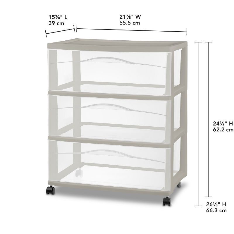 slide 5 of 5, 3 Drawer Wide Cart Spaceship Gray - Brightroom™, 1 ct