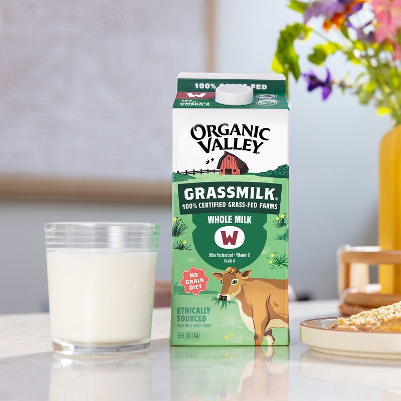 slide 3 of 8, Organic Valley Grassmilk Organic Grassfed Whole Milk - 59 fl oz, 59 fl oz