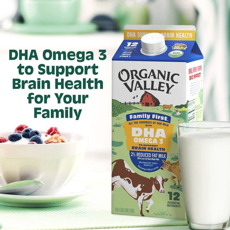 slide 3 of 9, Organic Valley Family First 2% Milk with DHA Omega 3 - 0.5gal, 3 x 0.5 gal