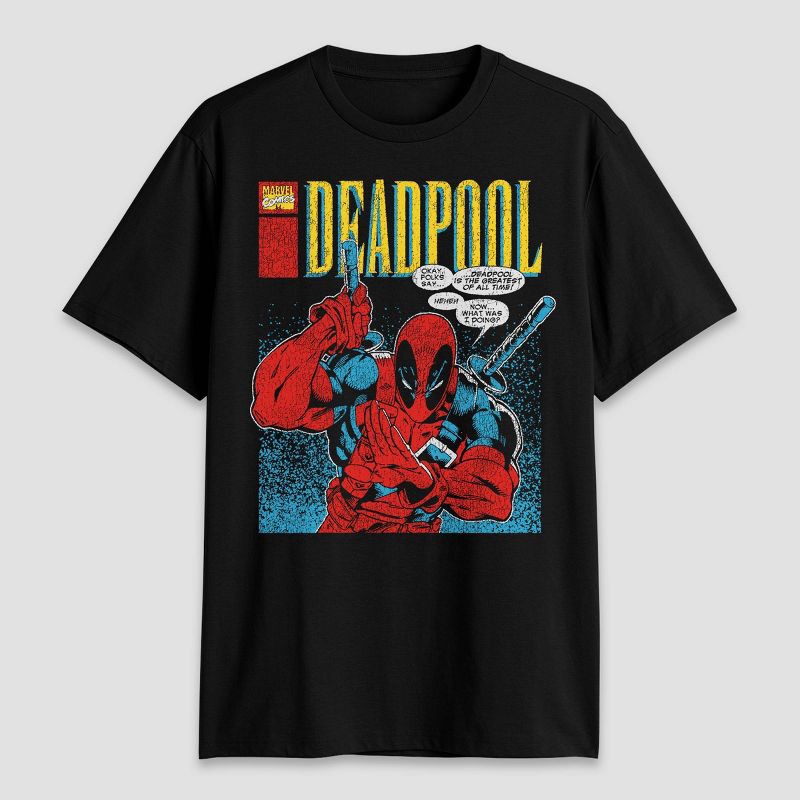 slide 1 of 3, Men's Deadpool Classic Short Sleeve Graphic T-Shirt - Black XXL, 1 ct