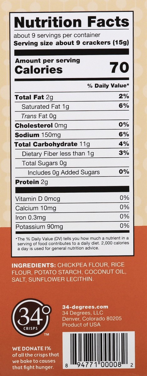 slide 8 of 9, 34 Degrees Crisps Original Gluten Free, 4.5 oz