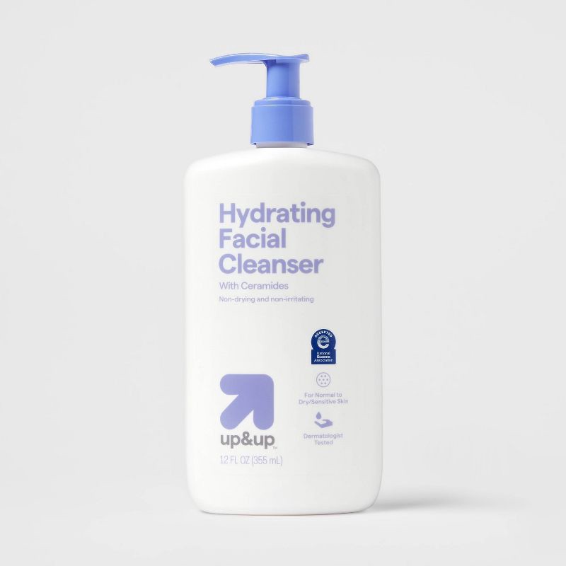 slide 1 of 3, Hydrating Facial Cleanser with Ceramides - Normal to Dry Skin/Sensitive - 12fl oz - up&up™, 12 fl oz