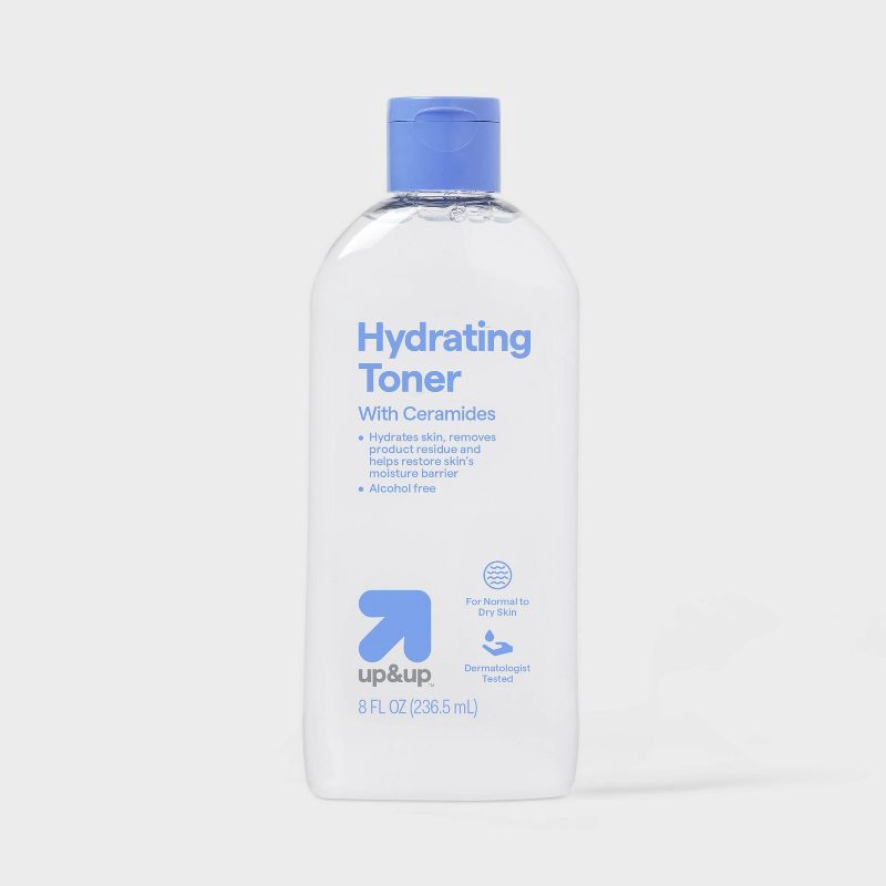 slide 1 of 3, Hydrating Toner with Ceramides - Normal to Dry Skin - 8fl oz - up&up™: Face Moisturizer, Unscented Liquid, 8 fl oz