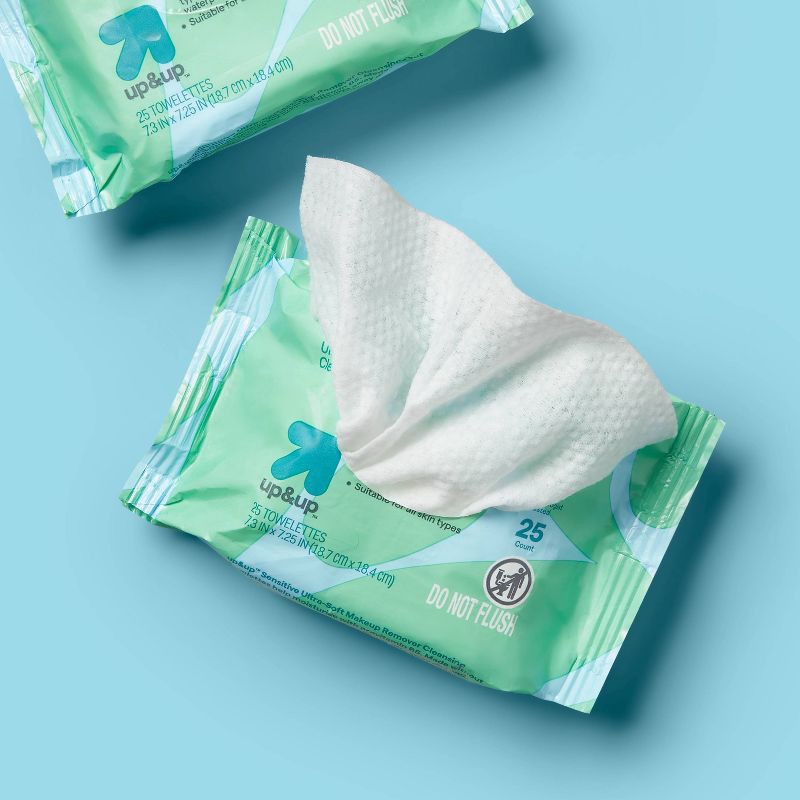 slide 2 of 7, Sensitive Ultra-Soft Makeup Remover Cleansing Towelettes - Unscented - 50ct - up&up™, 50 ct