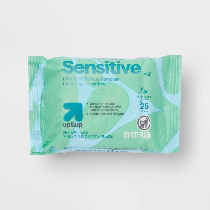 slide 3 of 7, Sensitive Ultra-Soft Makeup Remover Cleansing Towelettes - Unscented - 50ct - up&up™, 50 ct