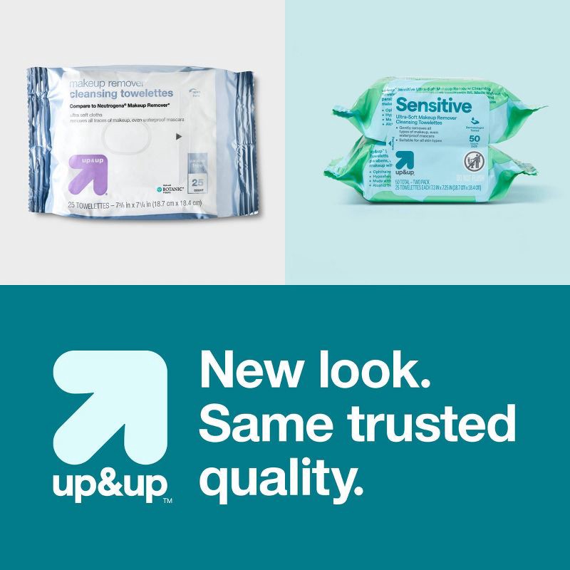 slide 6 of 7, Sensitive Ultra-Soft Makeup Remover Cleansing Towelettes - Unscented - 50ct - up&up™, 50 ct