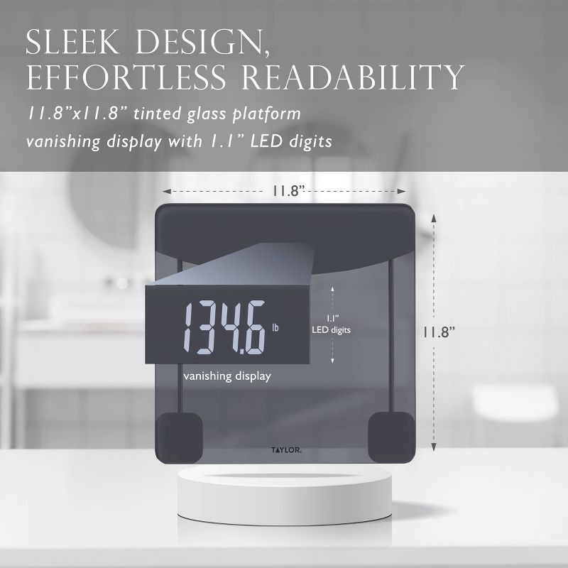 slide 2 of 9, Taylor Digital Glass Bathroom Scale - Tinted Glass, 1 ct