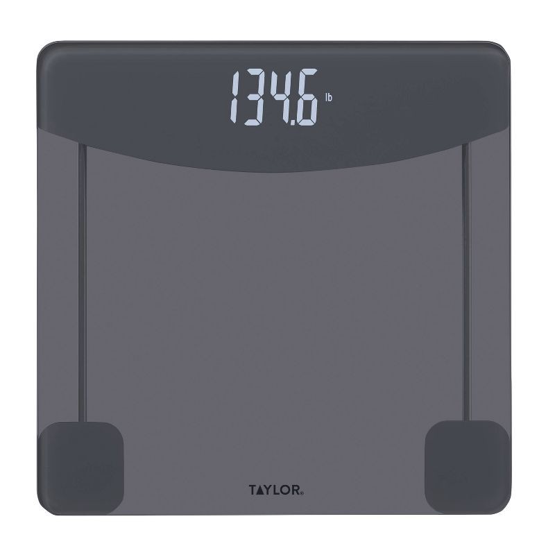 slide 1 of 9, Taylor Digital Glass Bathroom Scale - Tinted Glass, 1 ct