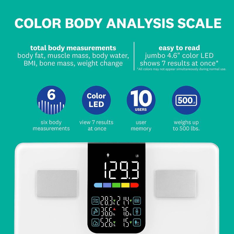 slide 4 of 9, Weight Watchers Color Display Body Analysis Scale, 1 ct