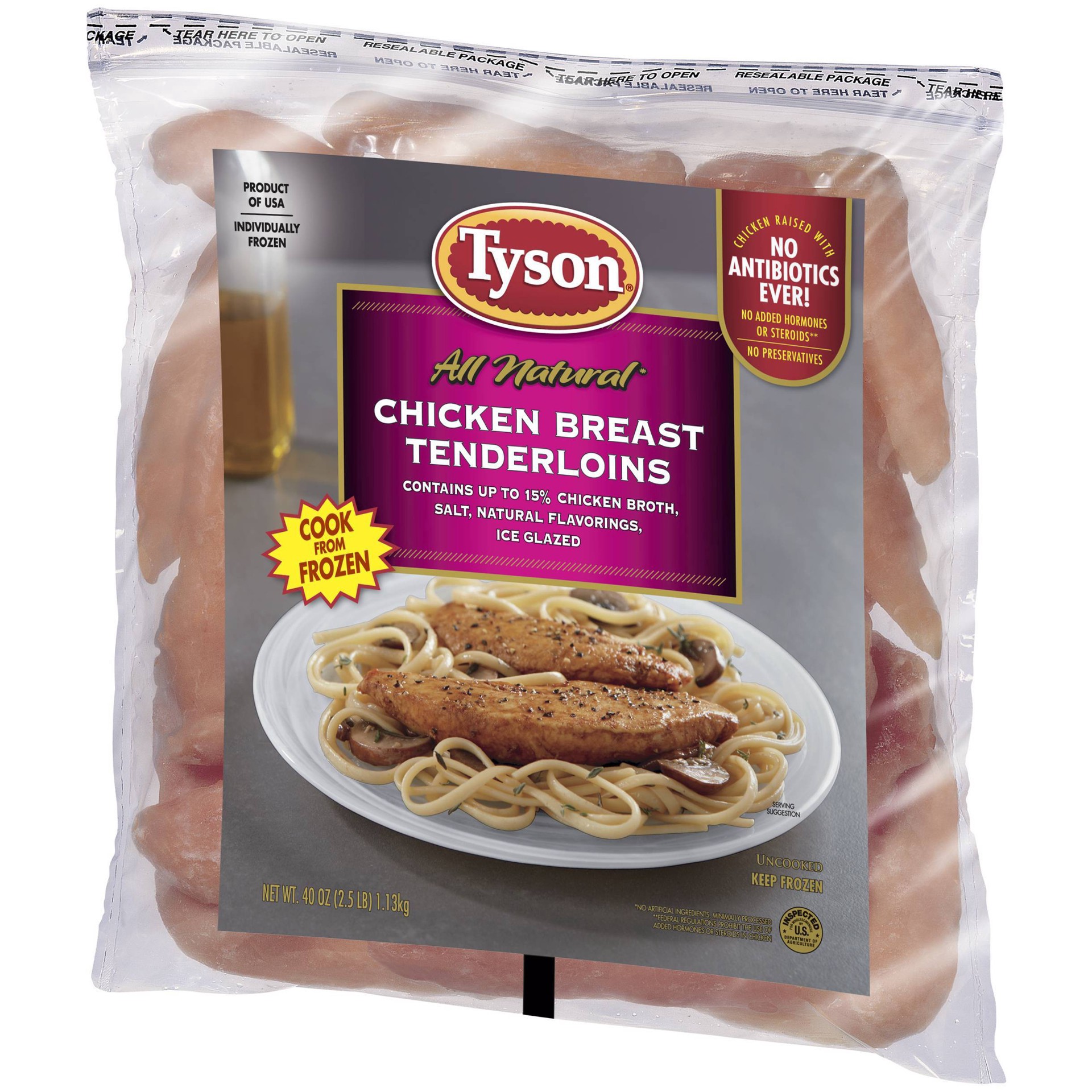 slide 9 of 9, Tyson All Natural Chicken Tenderloins - Frozen - 40oz, 40 oz