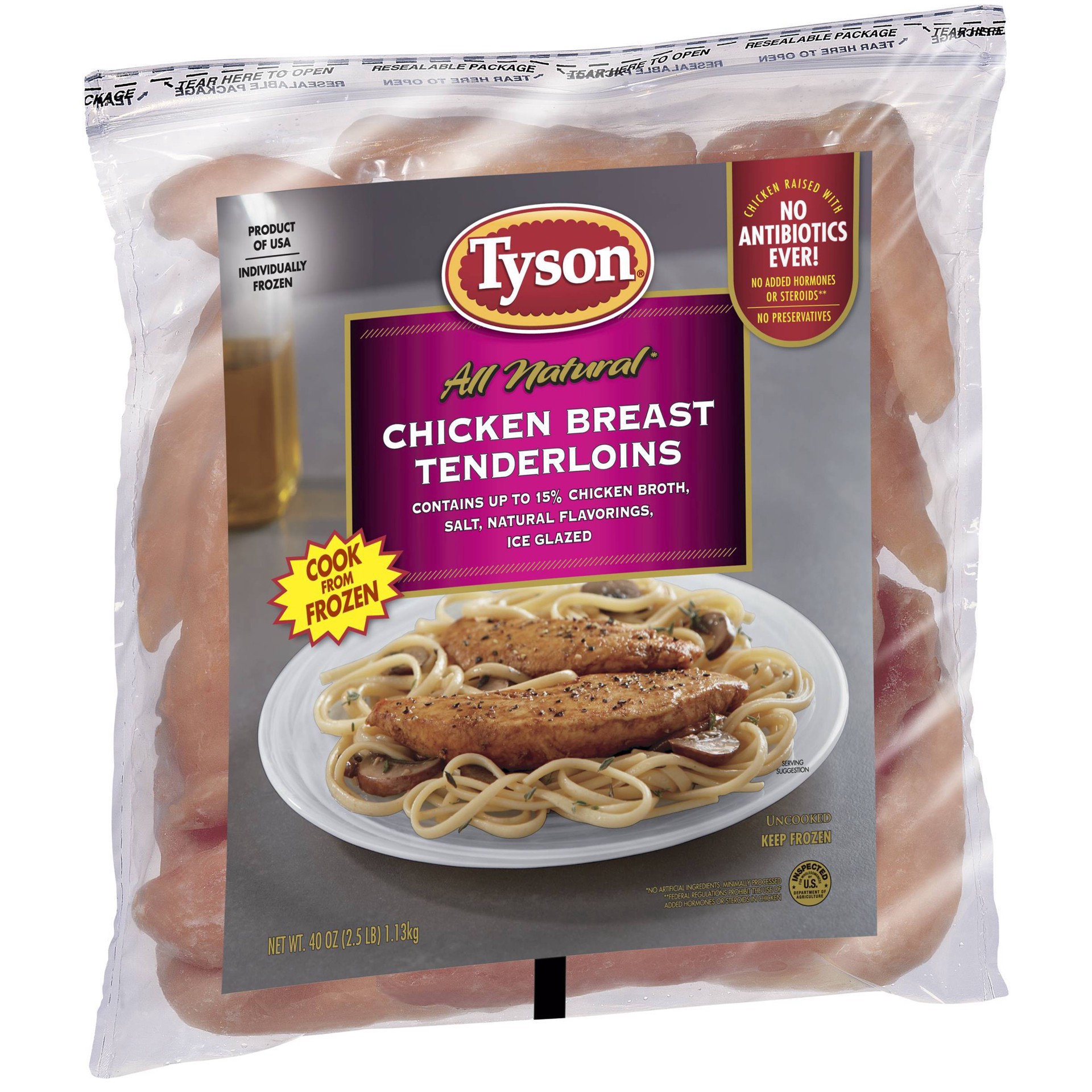 slide 3 of 9, Tyson All Natural Chicken Tenderloins - Frozen - 40oz, 40 oz